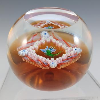 MARKED Caithness Glass "Miniature Orchid" Paperweight by Allan Scott