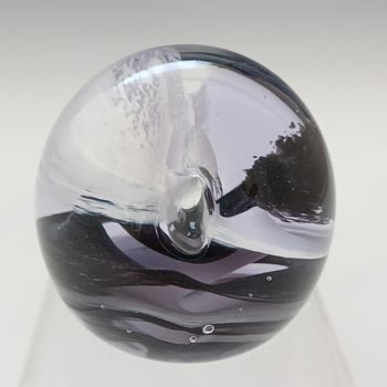 MARKED Caithness Vintage Black & White Glass "Streamers" Paperweight
