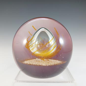 MARKED Caithness Vintage Purple & Gold Glass \"Caliph\" Paperweight