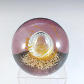 MARKED Caithness Vintage Purple & Gold Glass "Caliph" Paperweight