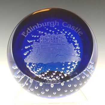 Caithness Blue Glass "Edinburgh Castle" Paperweight