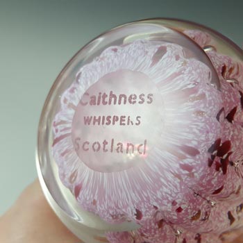 MARKED Caithness Pink & Aventurine Glass "Whispers" Paperweight
