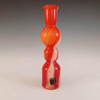 LABELLED Carlo Moretti Vintage Red & White Murano Glass Vase
