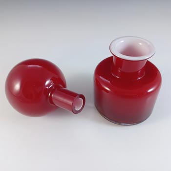 Scandinavian Style Retro Red Opal Cased Glass Bottle Vase
