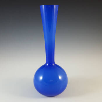 Empoli Retro Italian Blue Opal Cased Glass Vase