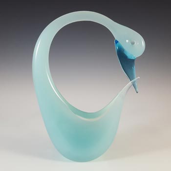 Murano Vintage Opalescent Blue Glass Swan Sculpture