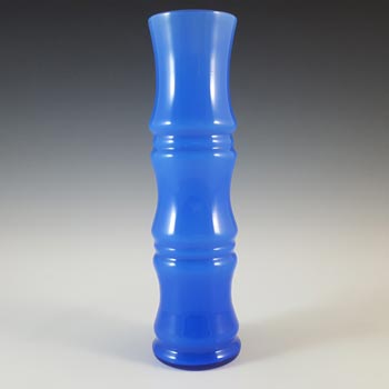 Chinese Vintage 1970's Blue Retro Cased Glass 'Bamboo' Vase