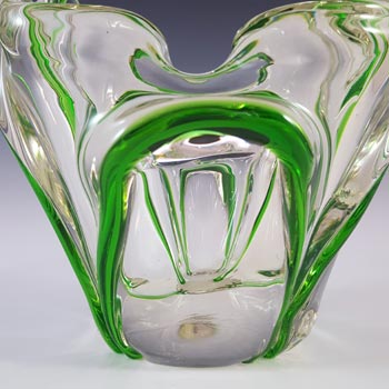 Murano Style Chinese Green & Clear Glass Basket by Crystal Brand