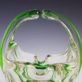 Murano Style Chinese Green & Clear Glass Basket by Crystal Brand
