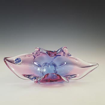 Chřibská #296/5/29 Czech Pink & Blue Glass Bowl