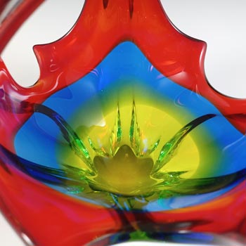 Cristallo Venezia CCC Murano Red, Blue & Yellow Rainbow Glass Bowl