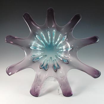 HUGE Murano Purple & Blue Vintage Glass Centrepiece Bowl