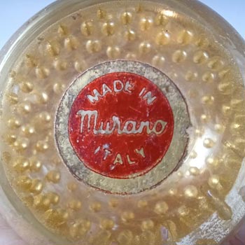 Vetreria 3 Fiori Murano Bullicante Gold Leaf Glass Egg Paperweight