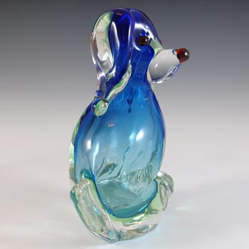 Ferro & Lazzarini Murano Blue & Green Sommerso Glass Dog Bottle