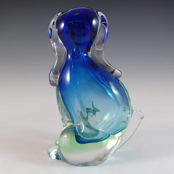 Ferro & Lazzarini Murano Blue & Green Sommerso Glass Dog Bottle