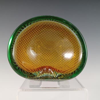 Ferro Italarts Murano Amber & Green Glass Bullicante Bowl