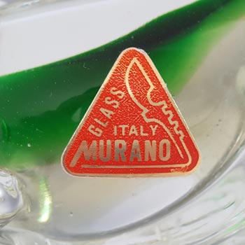 LABELLED Ferro & Lazzarini Murano Green & Amber Glass Pheasant