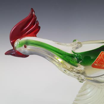 LABELLED Ferro & Lazzarini Murano Green & Amber Glass Pheasant