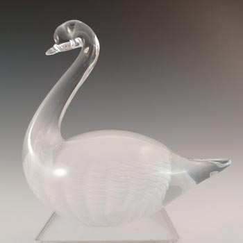 SIGNED FM Konstglas Swedish White Glass Swan #D40