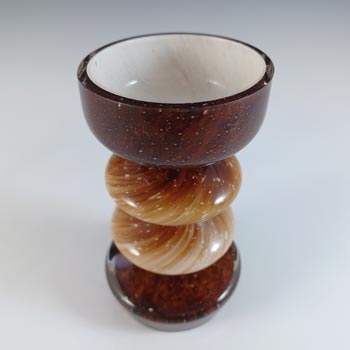 Friedrich German Brown Bubbly Cased Glass 'Hooped' Vase