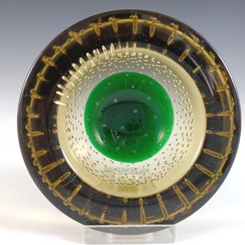 Galliano Ferro Murano Green & Amber Glass Bubble Bowl