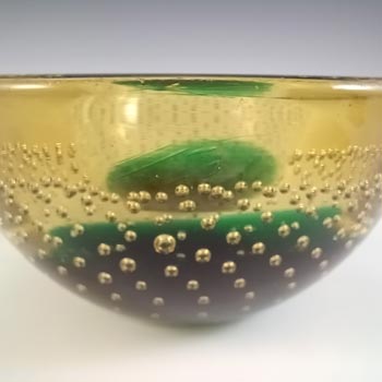 Galliano Ferro Murano Green & Amber Glass Bullicante Bowl
