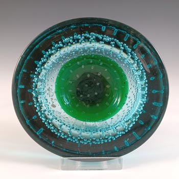 Galliano Ferro Murano Green & Blue Glass Bullicante Bowl