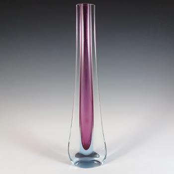 Galliano Ferro Murano Sommerso Purple & Blue Glass 12\" Stem Vase