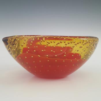 Galliano Ferro Murano Red & Amber Glass Bullicante Bowl