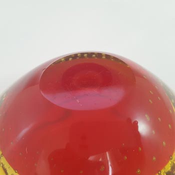 Galliano Ferro Murano Red & Amber Glass Bullicante Bowl