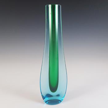 Galliano Ferro Murano Blue & Green Sommerso Glass Stem Vase