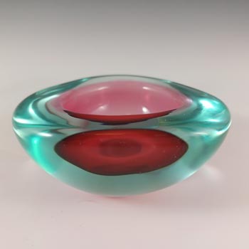 Archimede Seguso Murano Pink & Blue Sommerso Glass Geode Bowl