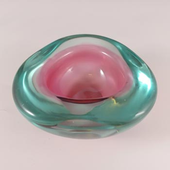Archimede Seguso Murano Pink & Blue Sommerso Glass Geode Bowl