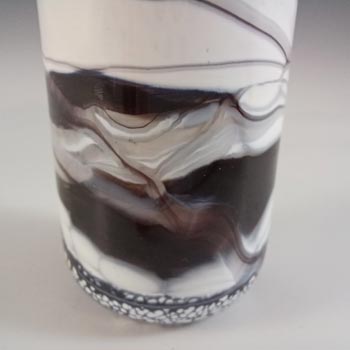 SIGNED & LABELLED Gozo Maltese Black & White Glass 'Noir' Vase