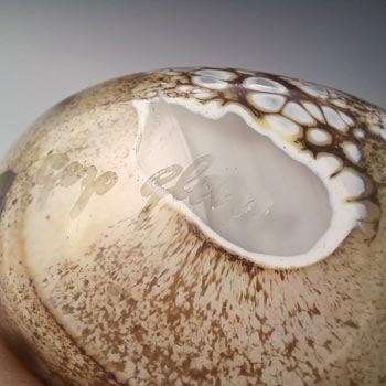 SIGNED & LABELLED Gozo Sandy Brown & White Glass 'Stone' Vase