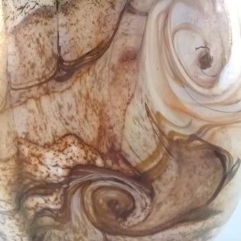 SIGNED & LABELLED Gozo Sandy Brown & White Glass 'Stone' Vase