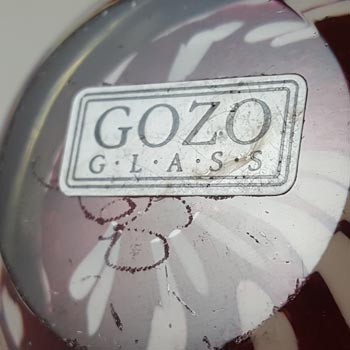 SIGNED Gozo Maltese Pink & White Speckled Glass Paperweight
