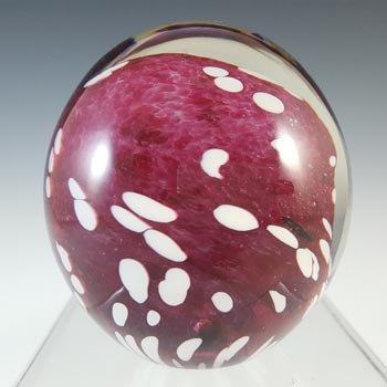 SIGNED Gozo Maltese Pink & White Speckled Glass Paperweight