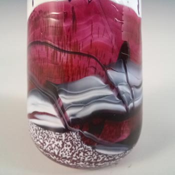 LABELLED Gozo Maltese Pink, Black & White Glass Vase