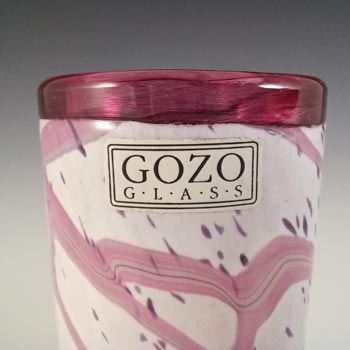 SIGNED Gozo Maltese Pink, Black & White Glass Vase