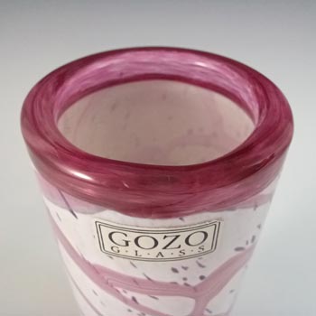 SIGNED Gozo Maltese Pink, Black & White Glass Vase