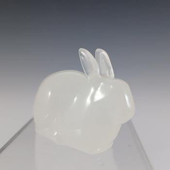 MARKED Hadeland Scandinavian Opaline Glass Rabbit Sculpture