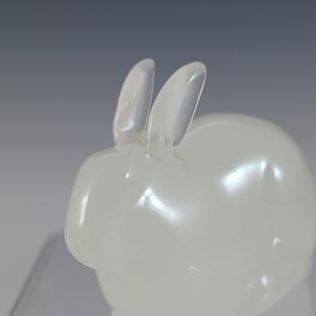 MARKED Hadeland Scandinavian Opaline Glass Rabbit Sculpture