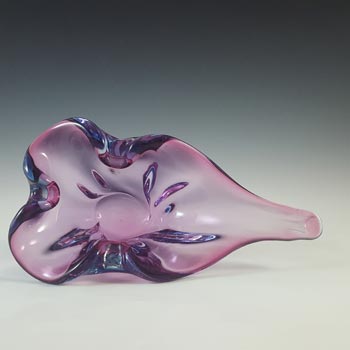 Harrachov Czech Purple & Blue Glass Sculpture Bowl #5/3576
