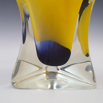 Iwatsu Japanese 'Best Art Glass' Yellow, Blue & Red Vase