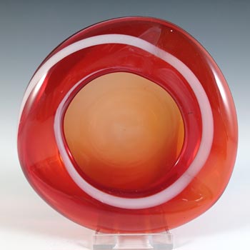 Japanese Red & White Retro Glass Bowl / Ashtray