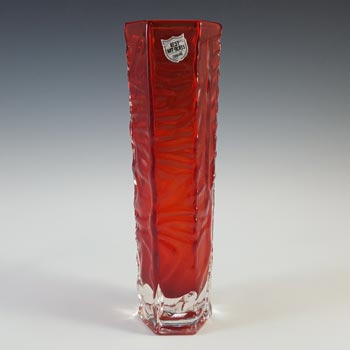 Tajima Japanese "Best Art Glass" Textured Red Glass Vase