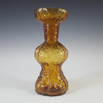 Japanese Vintage Retro Bark Textured Amber Glass Vase