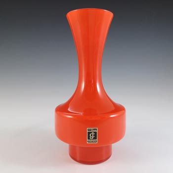 Lindshammar / JC 1970's Swedish Red Cased Glass Vase