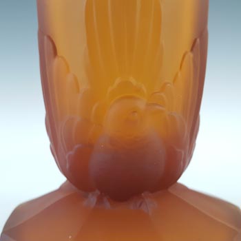 Jobling #11400 Amber Art Deco Glass Bird + Panel Vase